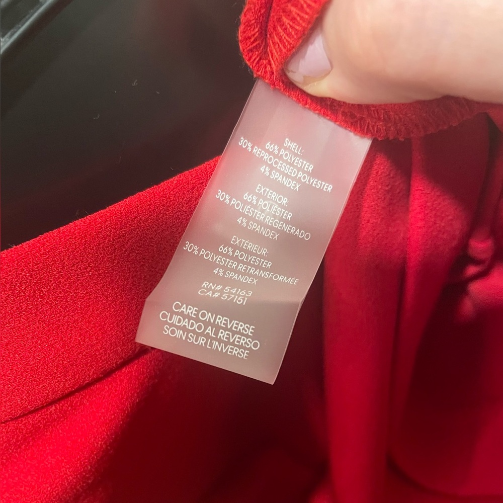 Red Calvin Klein Mock Neck Bow Women's Dress - Picture 7 of 7